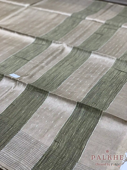 Beige Elegant Minimalist Design in Tussar Silk