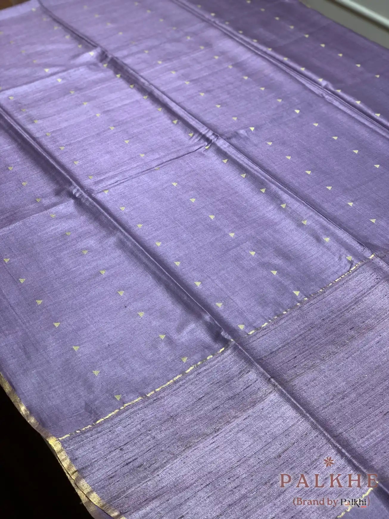 Lavender Triangle Design in Tussar Silk