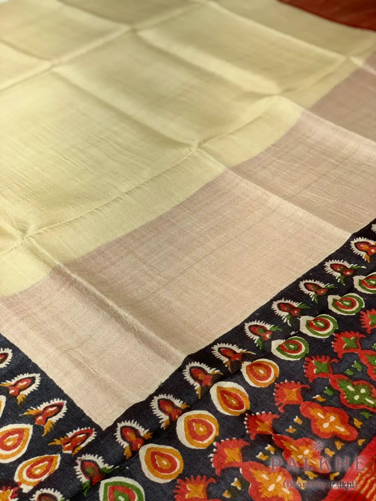Beige Tussar Silk
