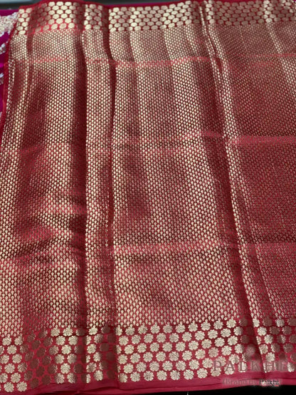 Peach & Pink Banarasi Floral Buttas in Kora Silk