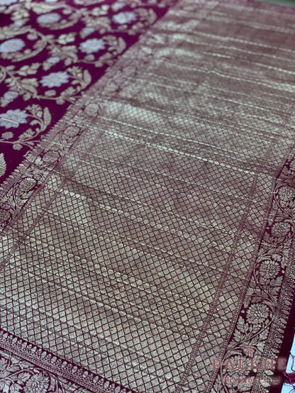 Purple Georgette Floral Jaal