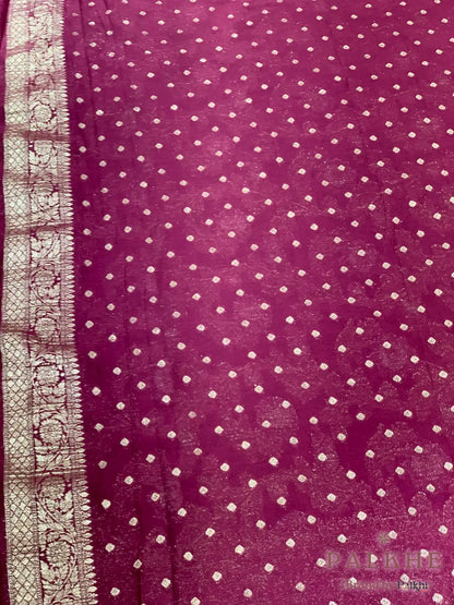Purple Georgette Floral Jaal