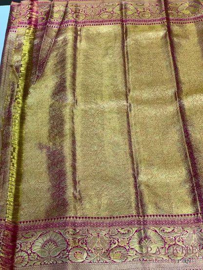 Rani Pink Kanjivaram Floral Jaal in Pure Silk