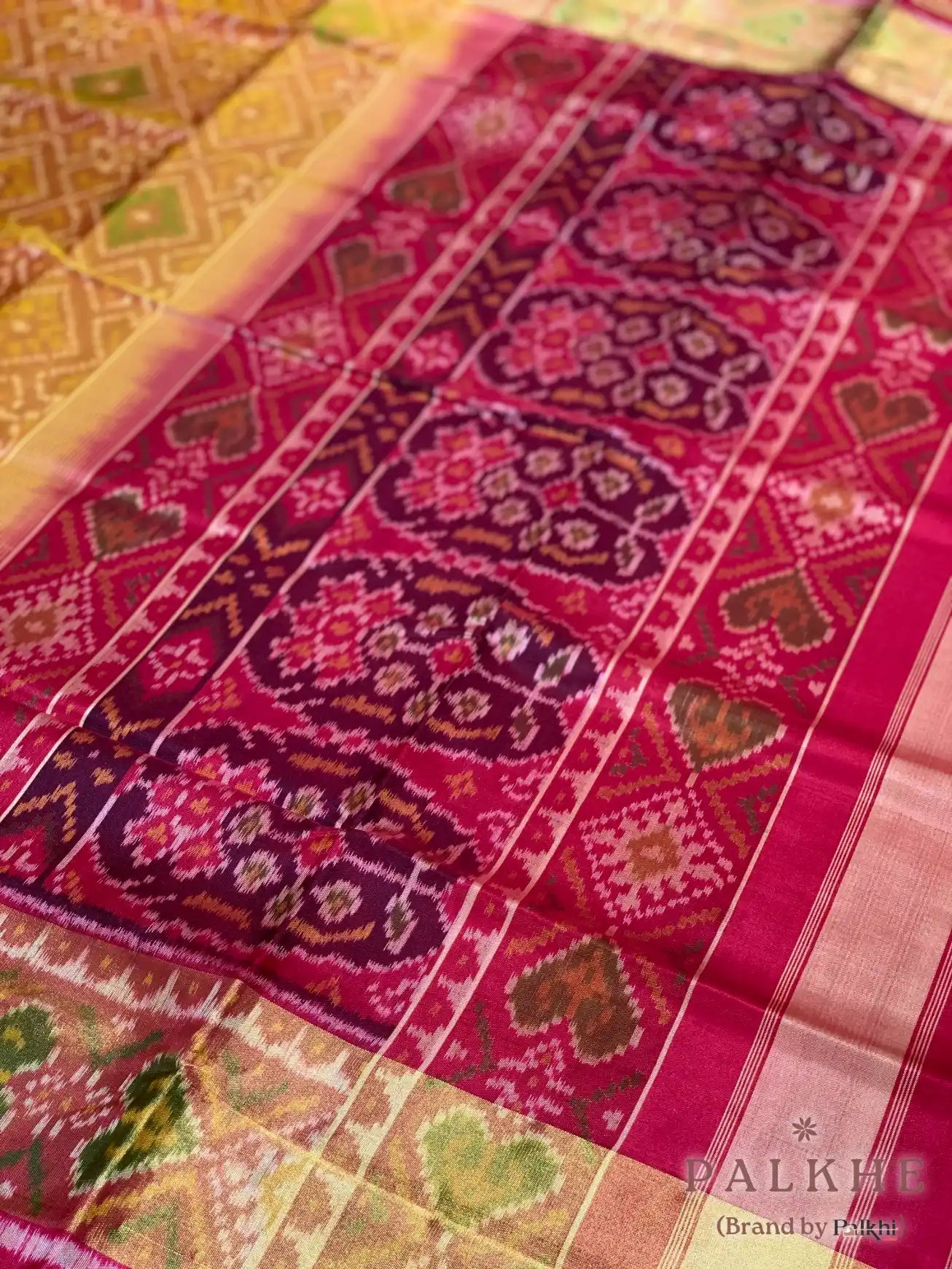Mustured Yellow Patola in Pure Silk