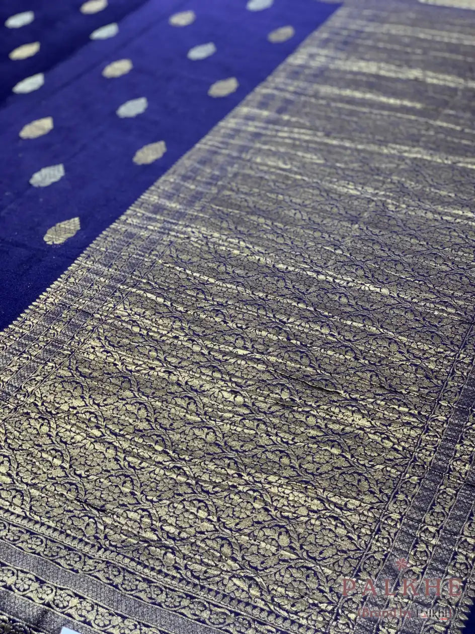 Royal Blue Georgette Buttis in Pure