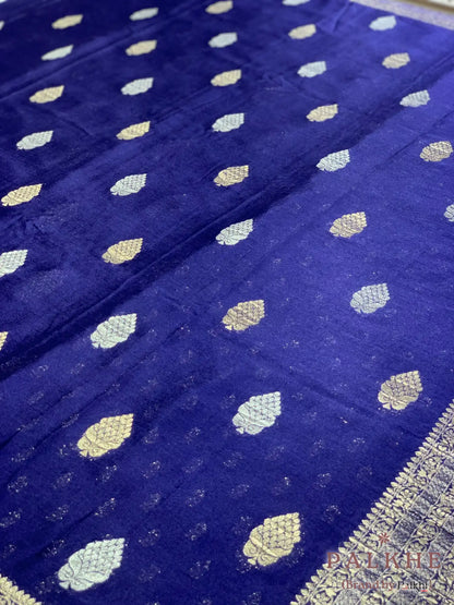 Royal Blue Georgette Buttis in Pure