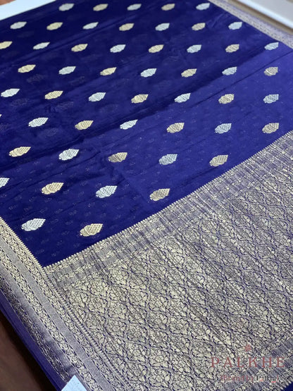 Royal Blue Georgette Buttis in Pure