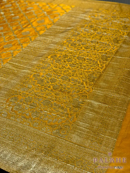 Mustard Yellow Georgette Jaal in Pure