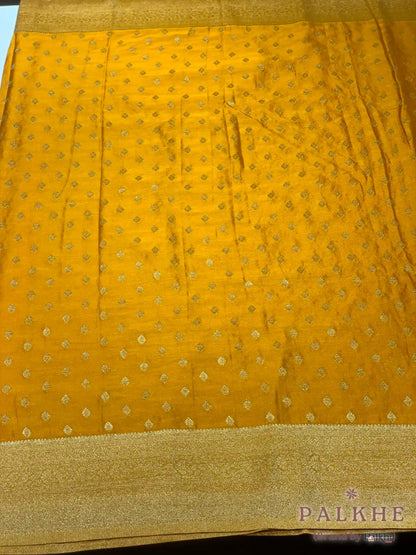 Mustard Yellow Georgette Jaal in Pure