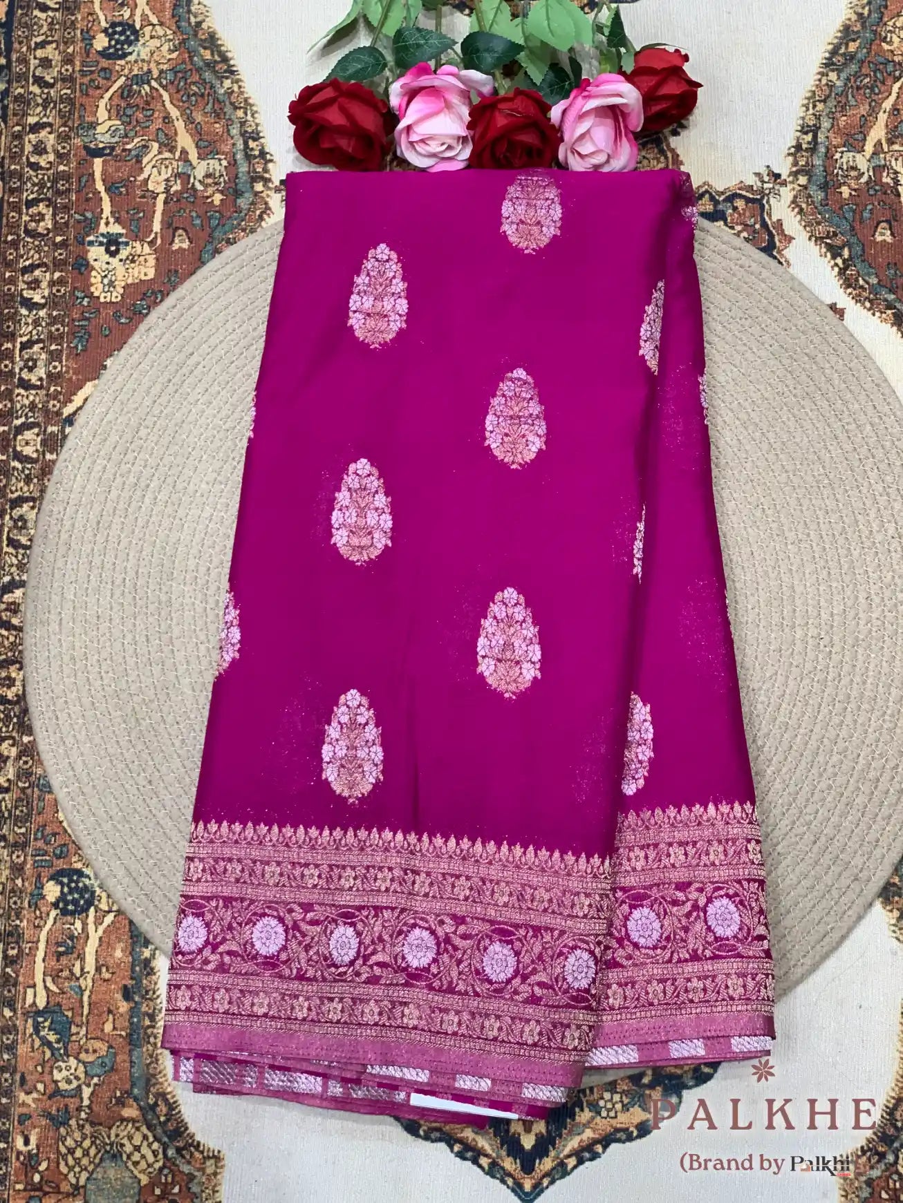 Pink Georgette Buttis in Pure