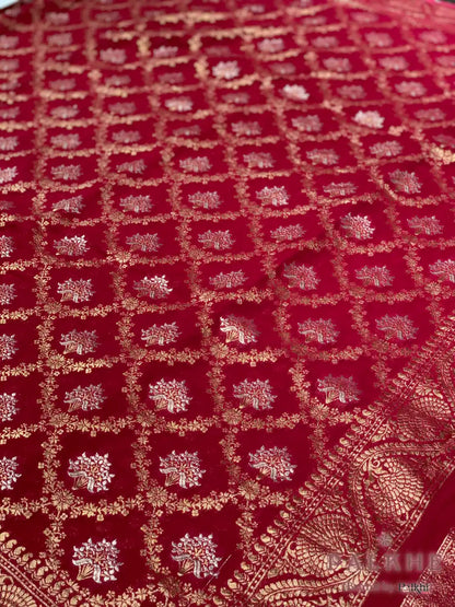 Red Pure Georgette Floral