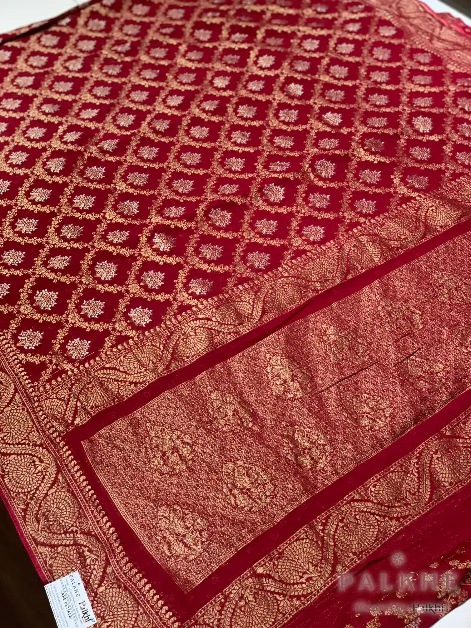 Red Pure Georgette Floral
