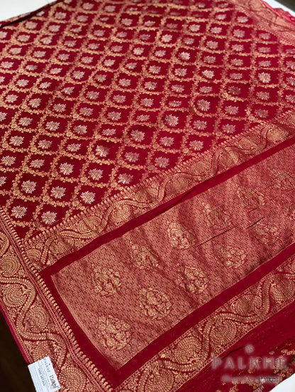 Red Pure Georgette Floral