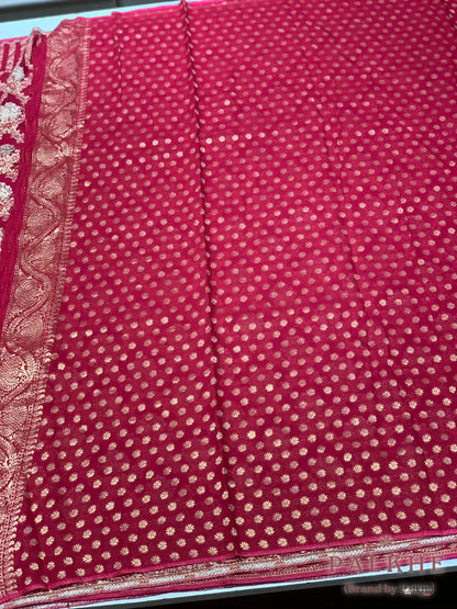 Red Pure Georgette Floral