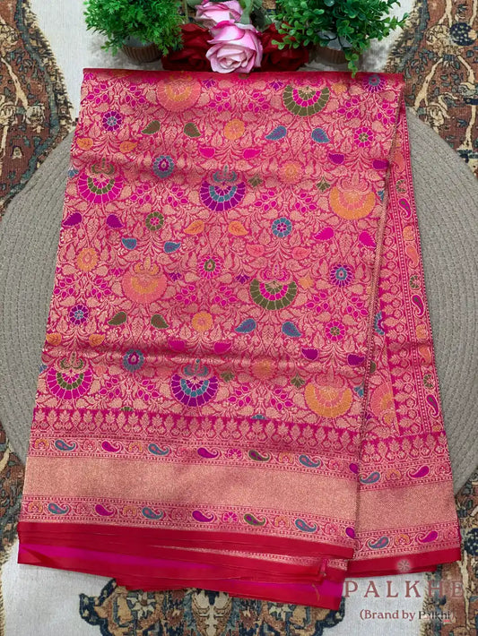 Rani Pink Banarasi Meenakari Floral Jaal in Silk