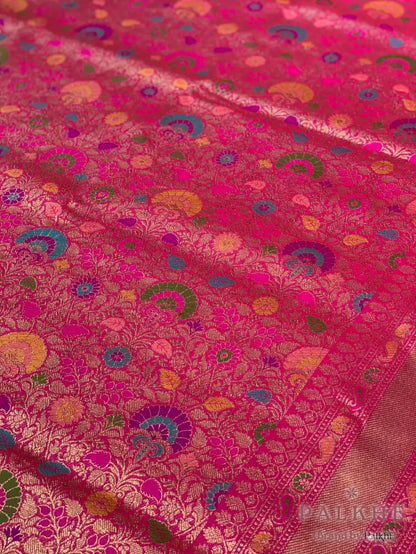 Rani Pink Banarasi Meenakari Floral Jaal in Silk