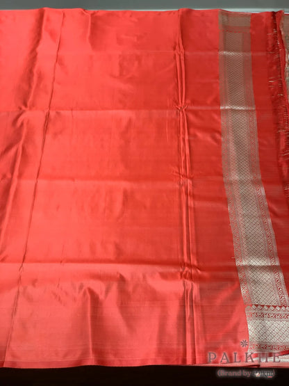Rust Orange Banarasi Floral Jaal in Pure Silk