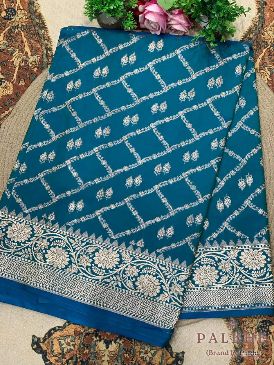 Blue Banarasi Geometric in Pure Silk