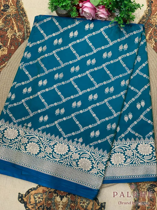 Blue Banarasi Geometric in Pure Silk