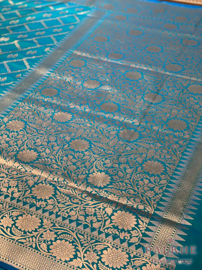 Blue Banarasi Geometric in Pure Silk
