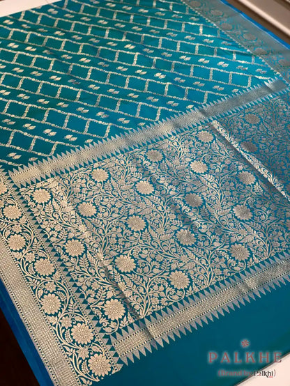 Blue Banarasi Geometric in Pure Silk