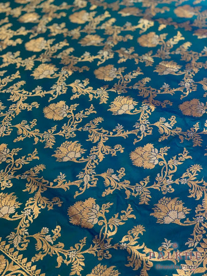 Blue Banarasi Floral Jaal in Pure Silk