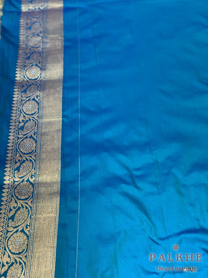 Blue Banarasi Floral Jaal in Pure Silk