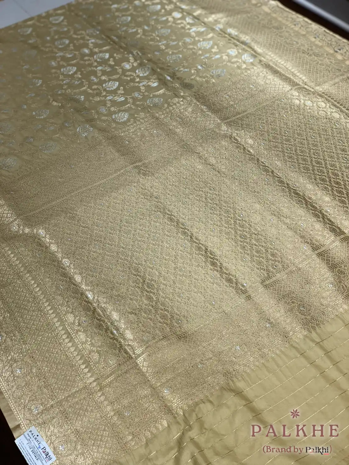 Beige Banarasi Floral Jaal in Pure Silk