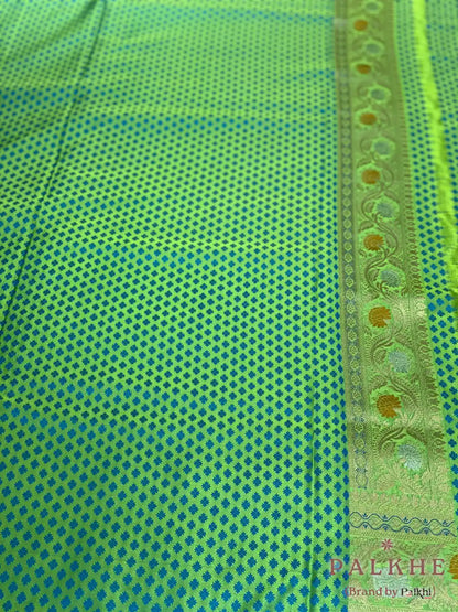 Green Banarasi Floral Jaal in Pure Silk