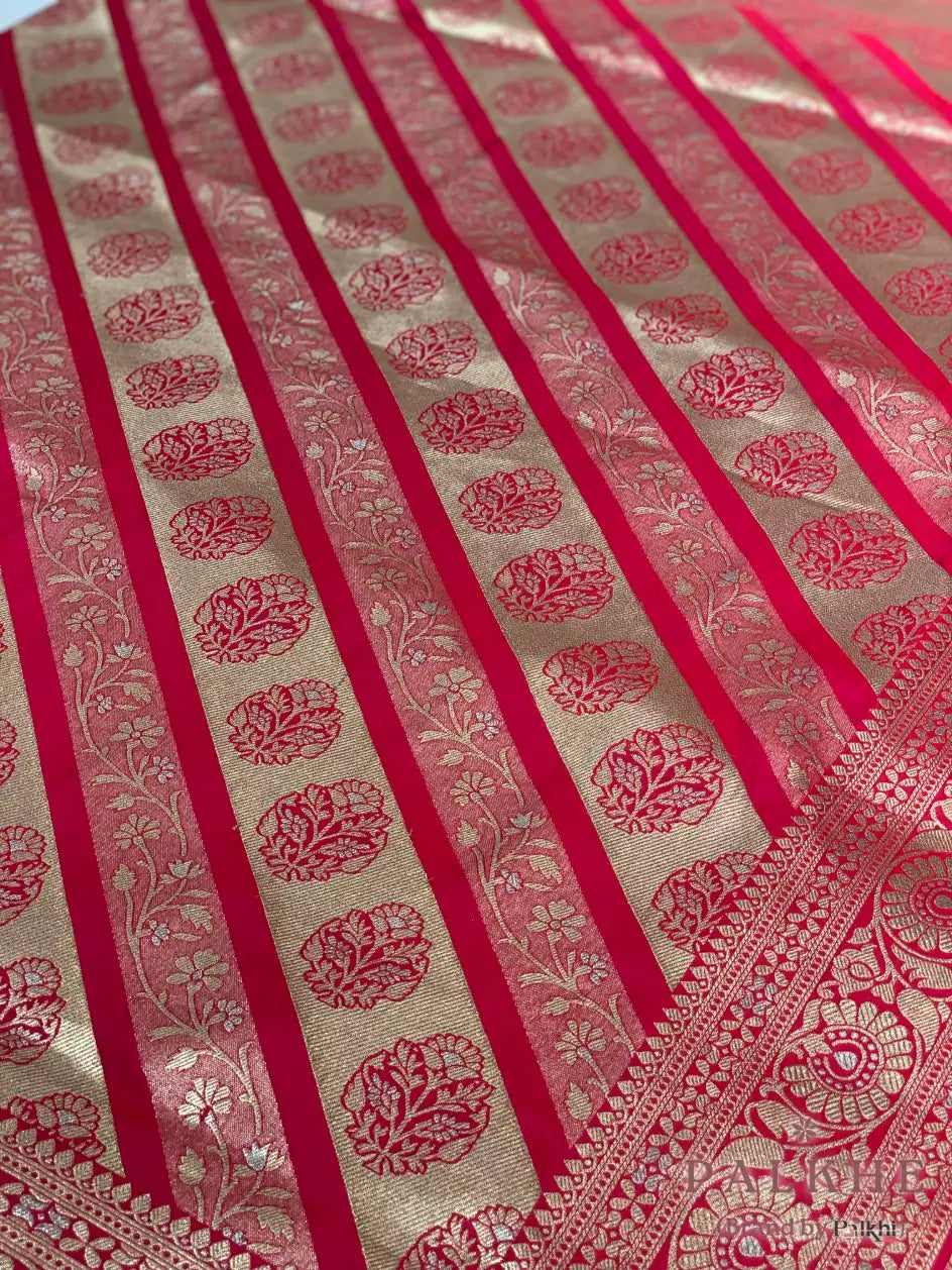 Pink and Gold Banarasi in Pure Katan Silk
