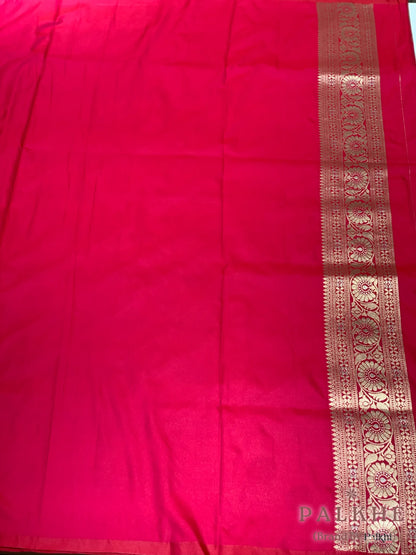 Pink and Gold Banarasi in Pure Katan Silk