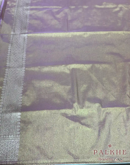 Lavender Banarasi Floral Jaal in Tissue Silk