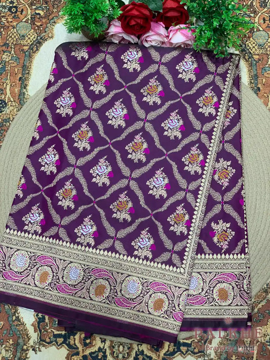 Purple Banarasi Jaal in Silk