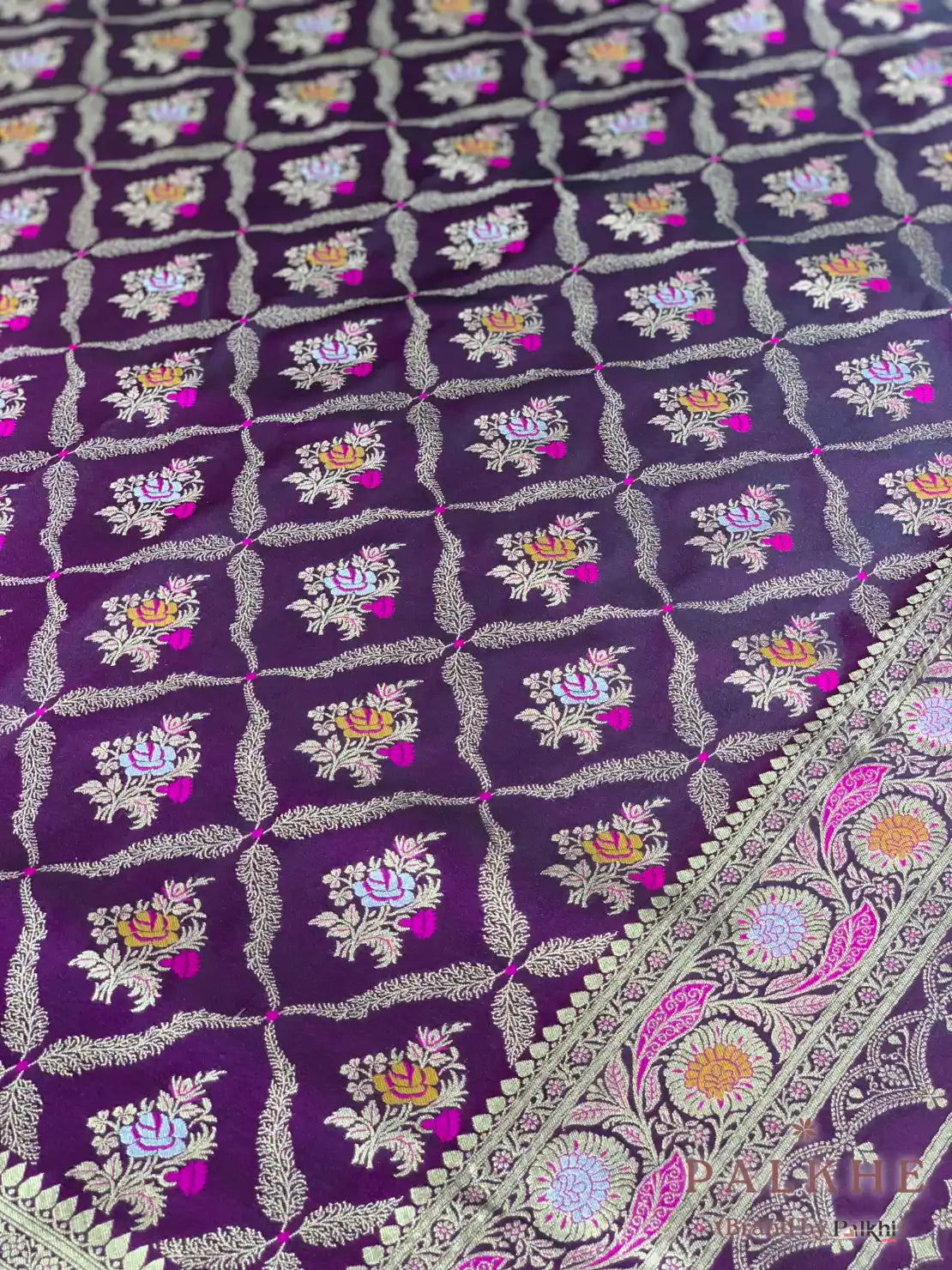 Purple Banarasi Jaal in Silk
