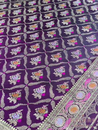 Purple Banarasi Jaal in Silk