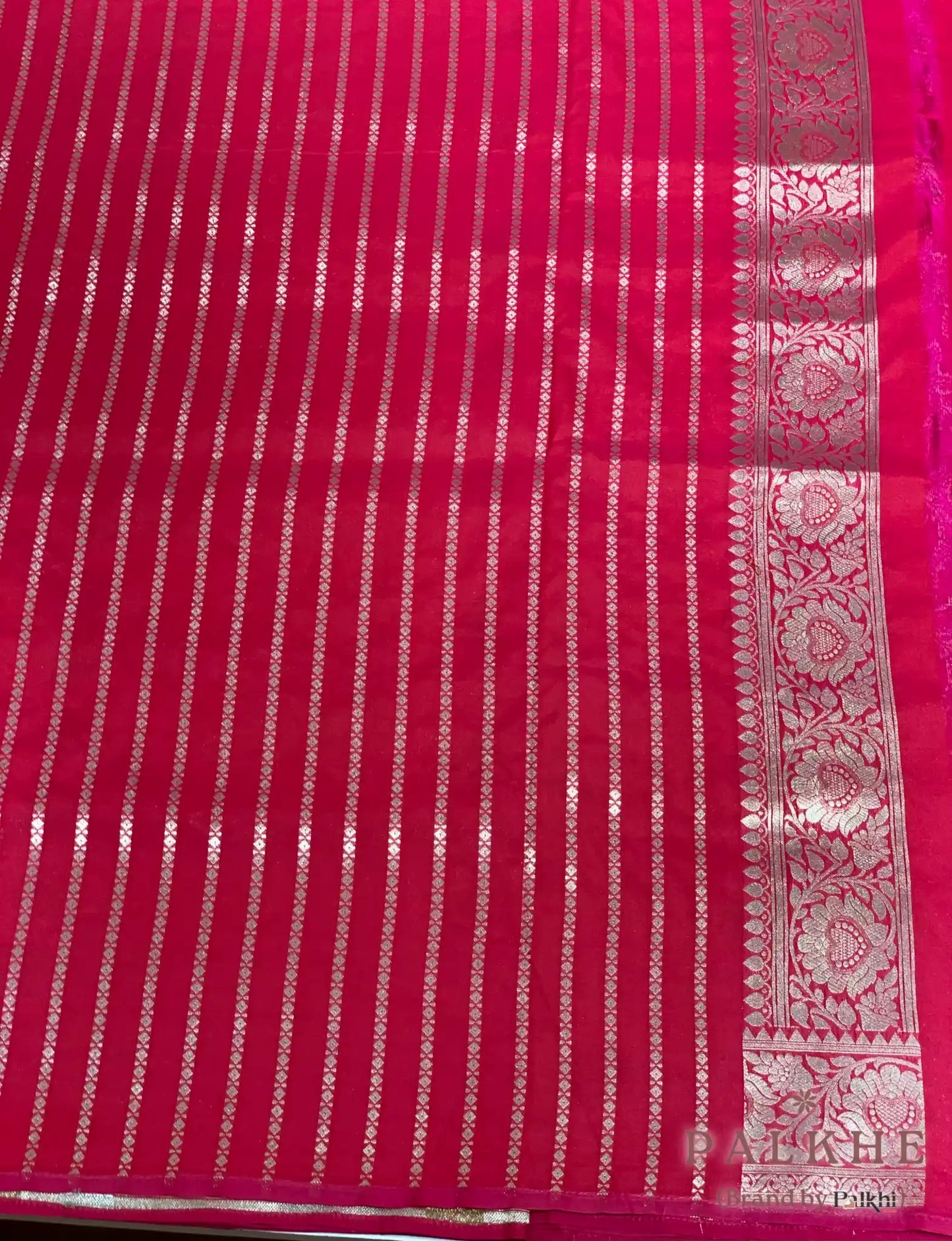 Cherry Red Banarasi Floral Jaal in Katan Silk