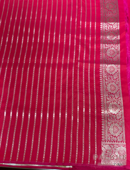 Cherry Red Banarasi Floral Jaal in Katan Silk