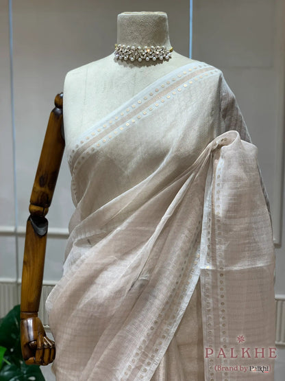Off-White Chanderi in Tissue Kora