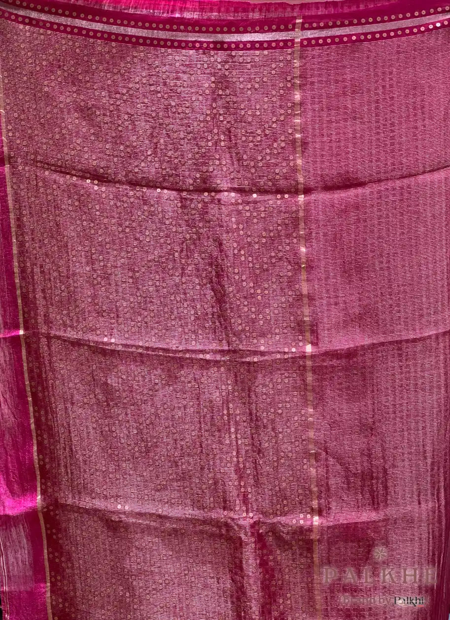 Crimson Red Chanderi in Tissue Kora