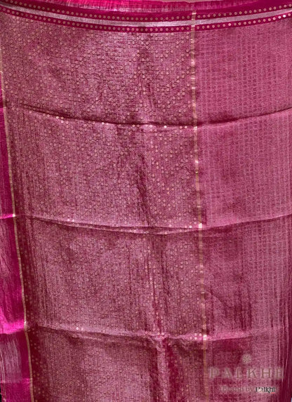 Crimson Red Chanderi in Tissue Kora