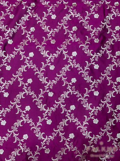 Magenta Banarasi Floral Jaal in Katan Silk