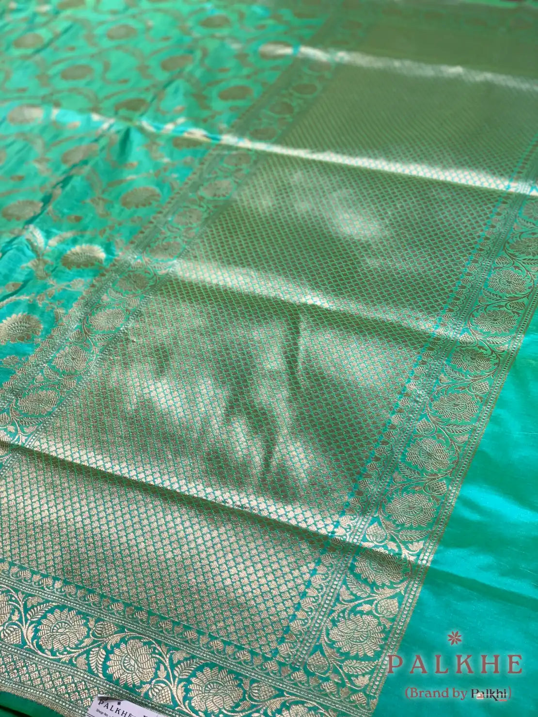Pista Green Banarasi Jaal in Katan Silk