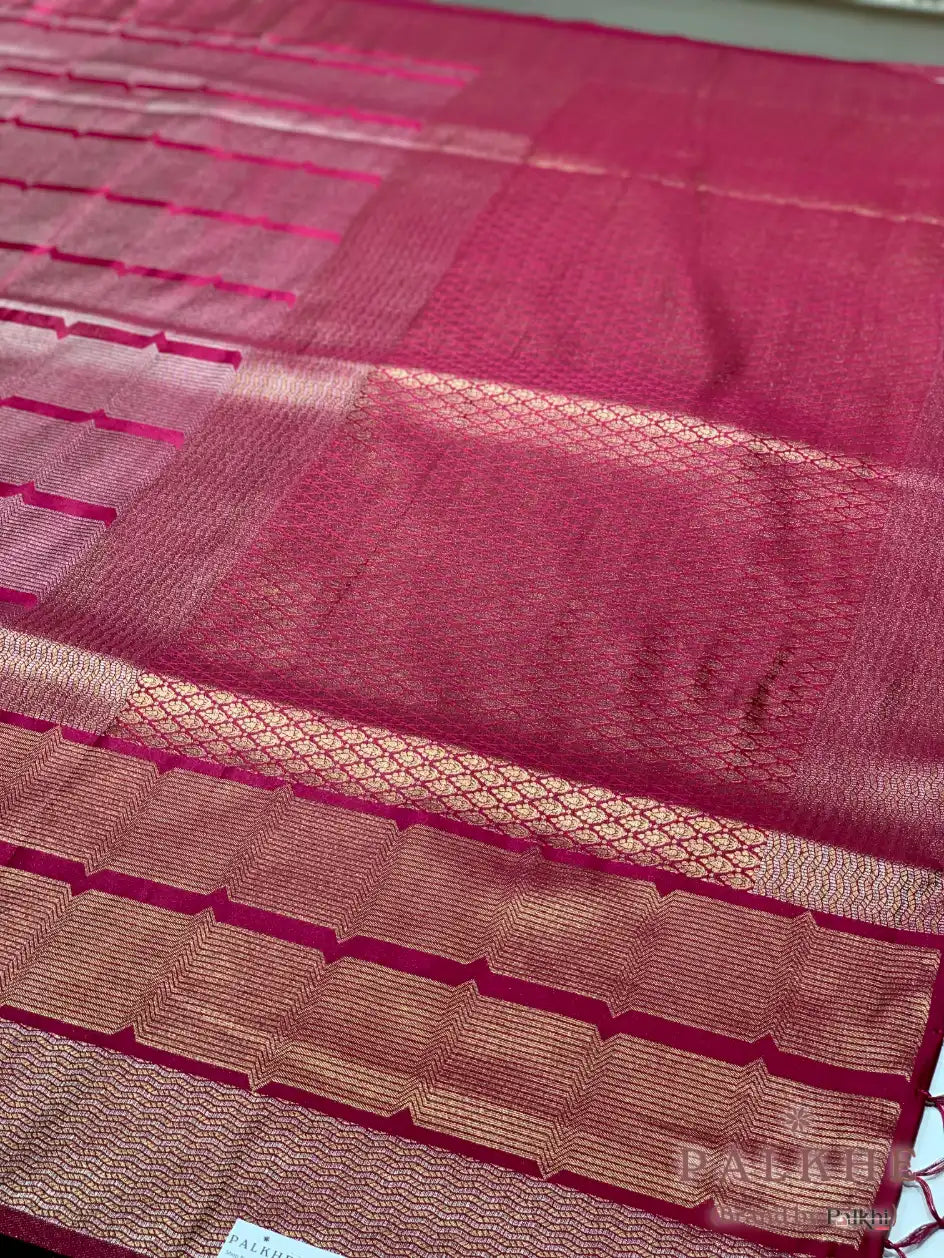 Maroon Banarasi in Mashru Silk