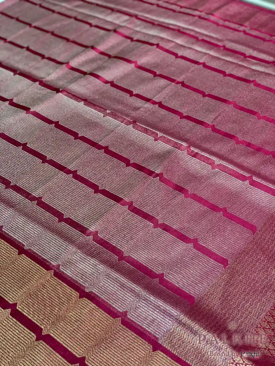 Maroon Banarasi in Mashru Silk