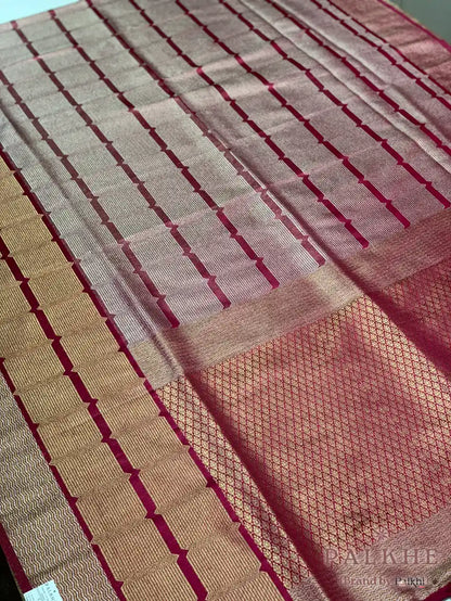 Maroon Banarasi in Mashru Silk