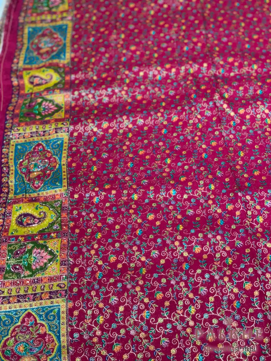 Cream Silk Pashmina x Hand Embroidery