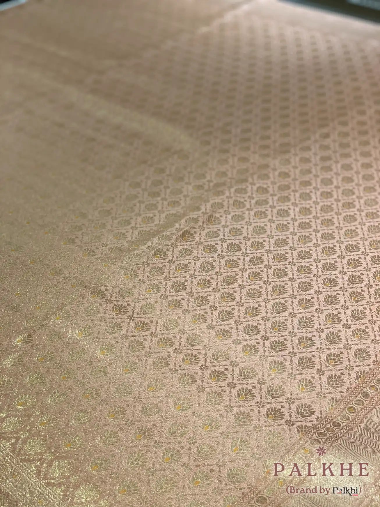Peach Georgette Zari Woven Motifs in Georgette (CD47)