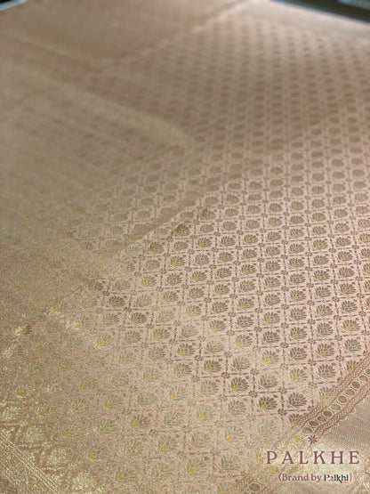 Peach Georgette Zari Woven Motifs in Georgette (CD47)
