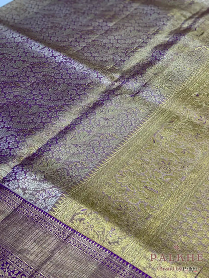 Purple Kanjivaram Floral Jaal in Pure Silk (CN55)