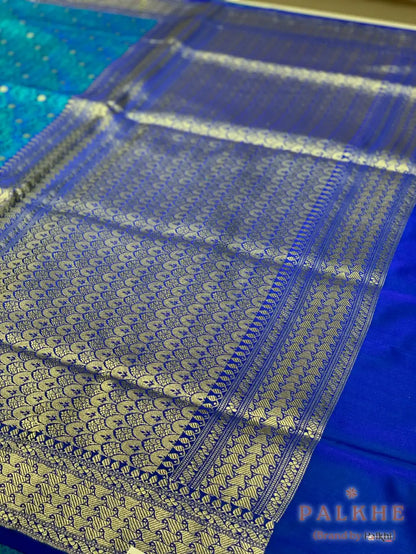 Royal Blue Banarasi Butis in Tanchoi Semi Silk